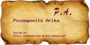 Pozsegovits Arika névjegykártya